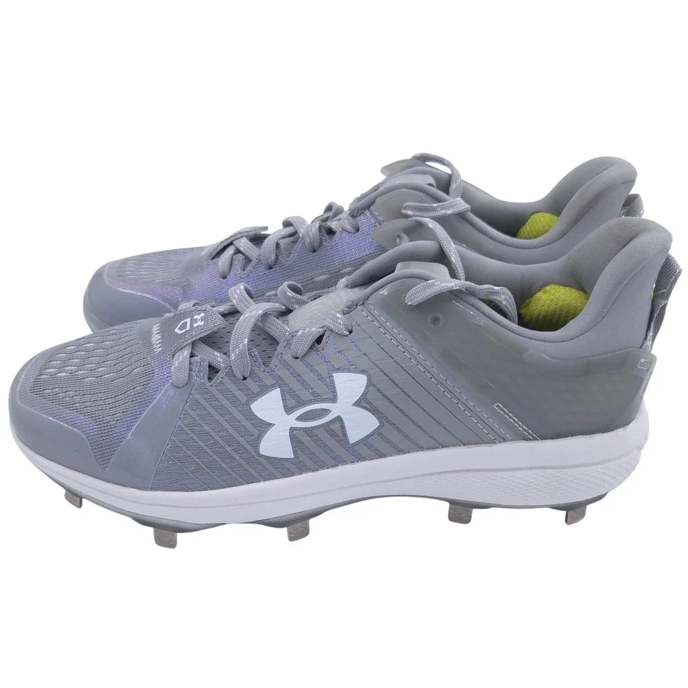 Under Armour Yard Low MT Baseball Cleats Mens 7 Gray Shoes Lightweight Metal NEW